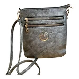 Montana West Silvery Gray Vegan Leather Crossbody Bag